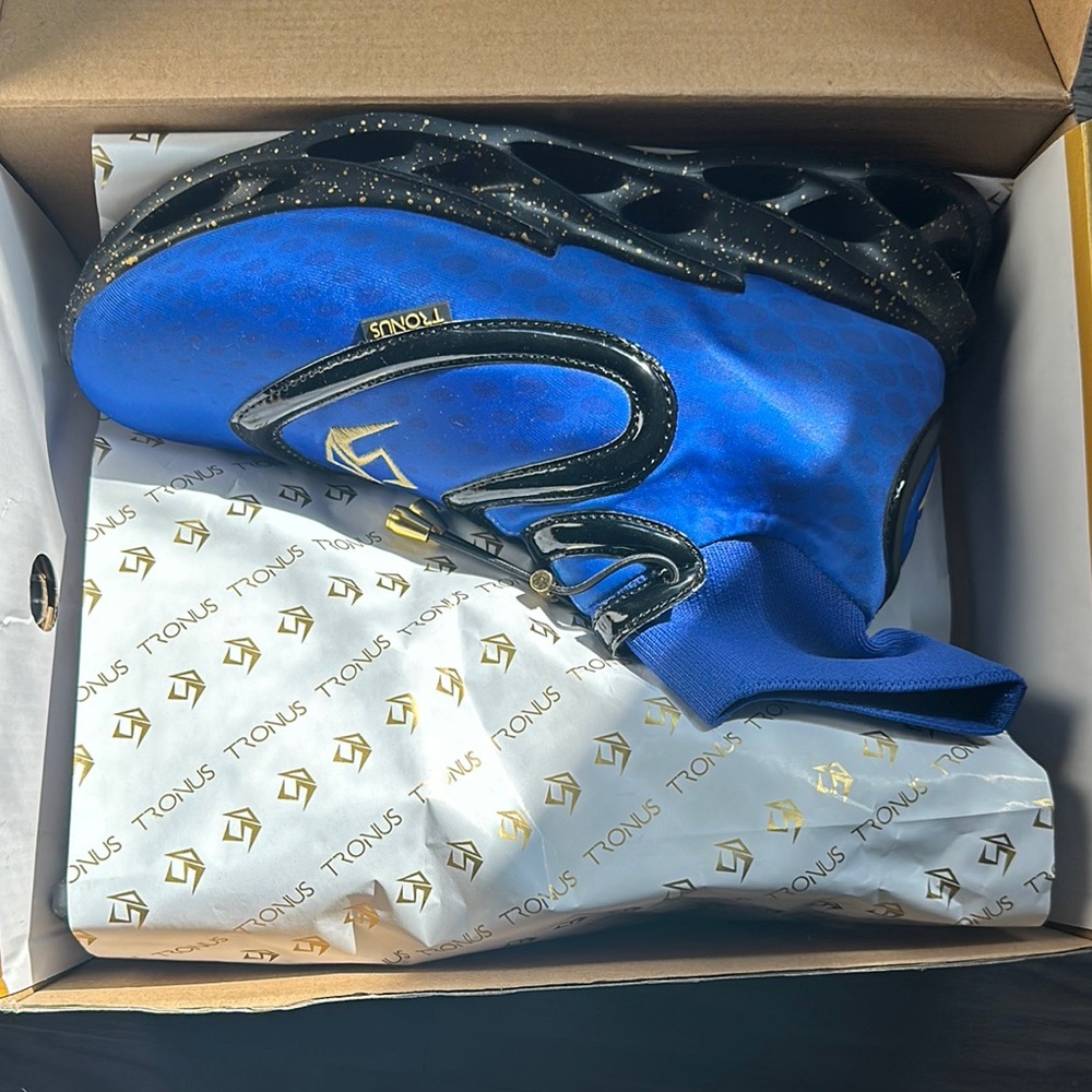 Tronus Blue and Black Sneakers with Gold Detail